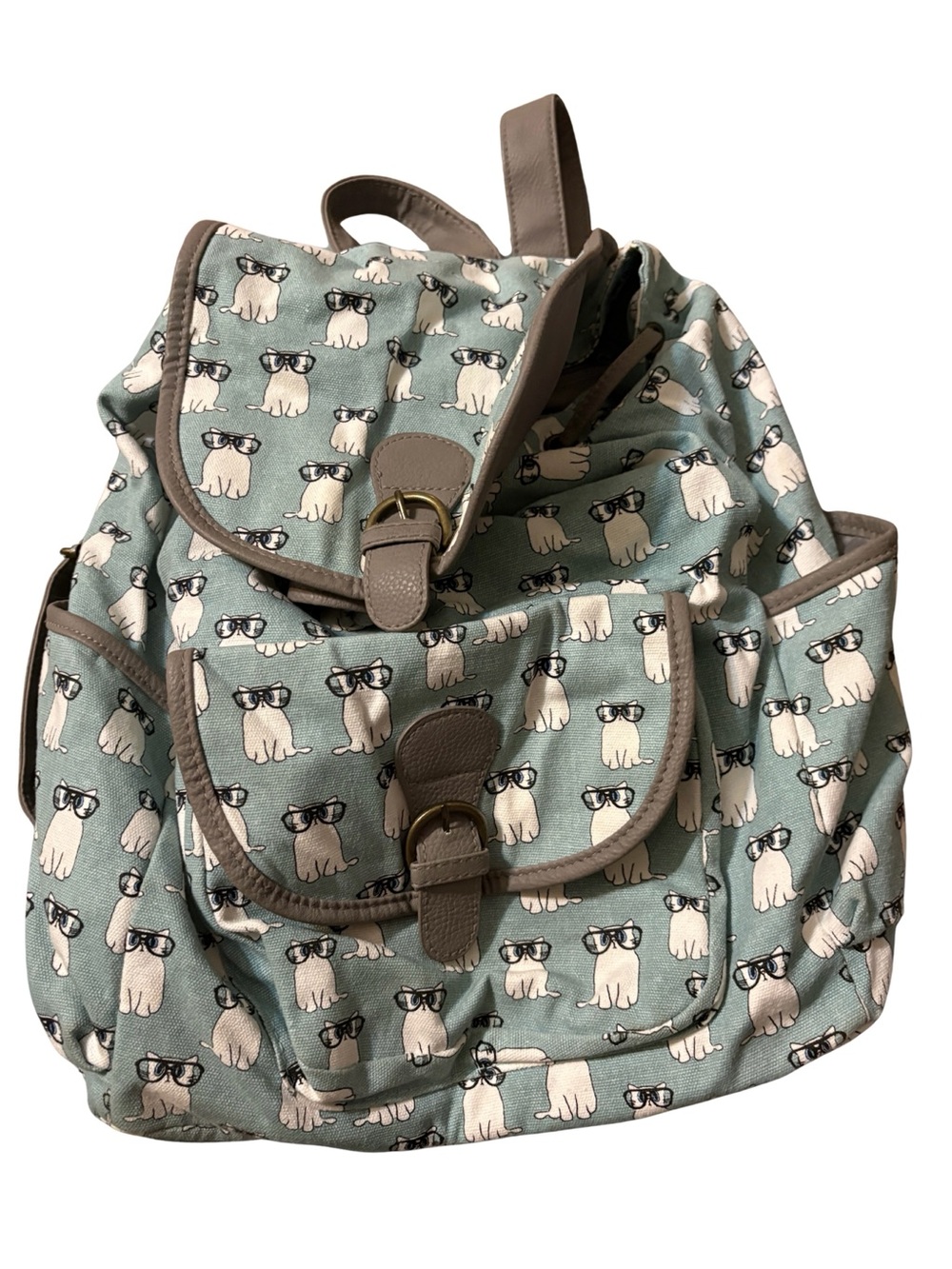 Cat Print Canvas Backpack